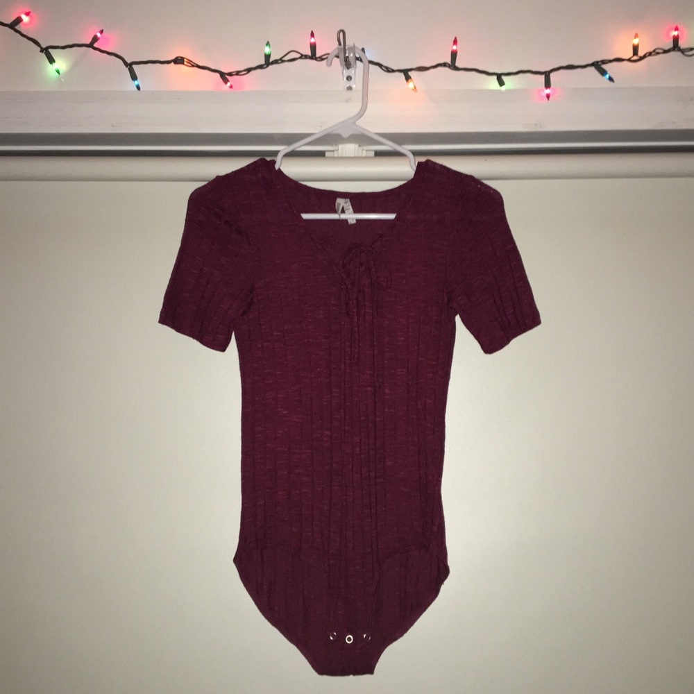 NWOT Mudd Maroon Ribbed One-piece